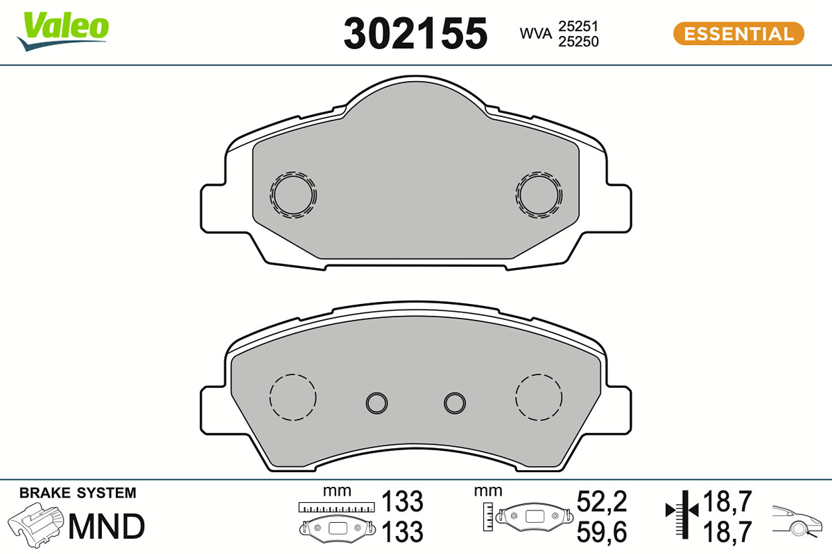 Jeu de 4 plaquettes de frein VALEO 302155